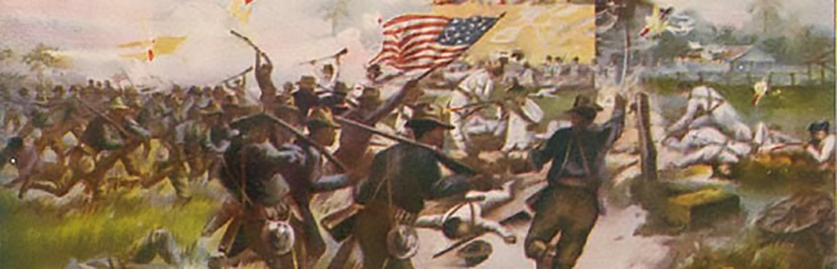 The battle for San Juan Hill, Cuba. July 1, 1898. Buffalo Soldier regiments charge up San Juan Hill, Cuba on July 1, 1898.