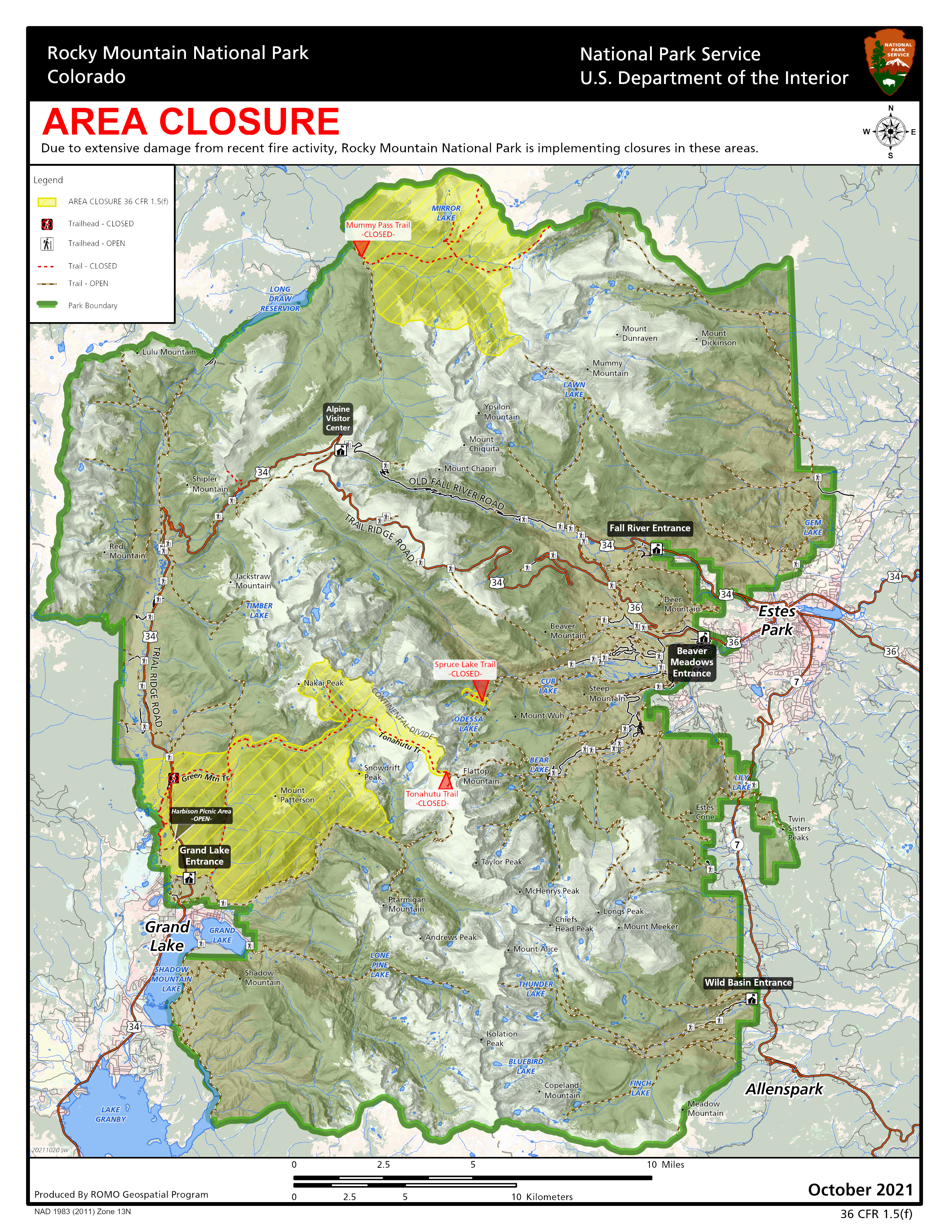 Rocky Mountain Park Trail Map Current Fire Information & Regulations - Rocky Mountain National Park (U.s.  National Park Service)