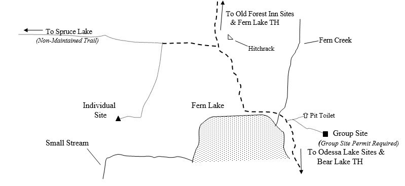 Drawing of Fern Lake Campsite Location