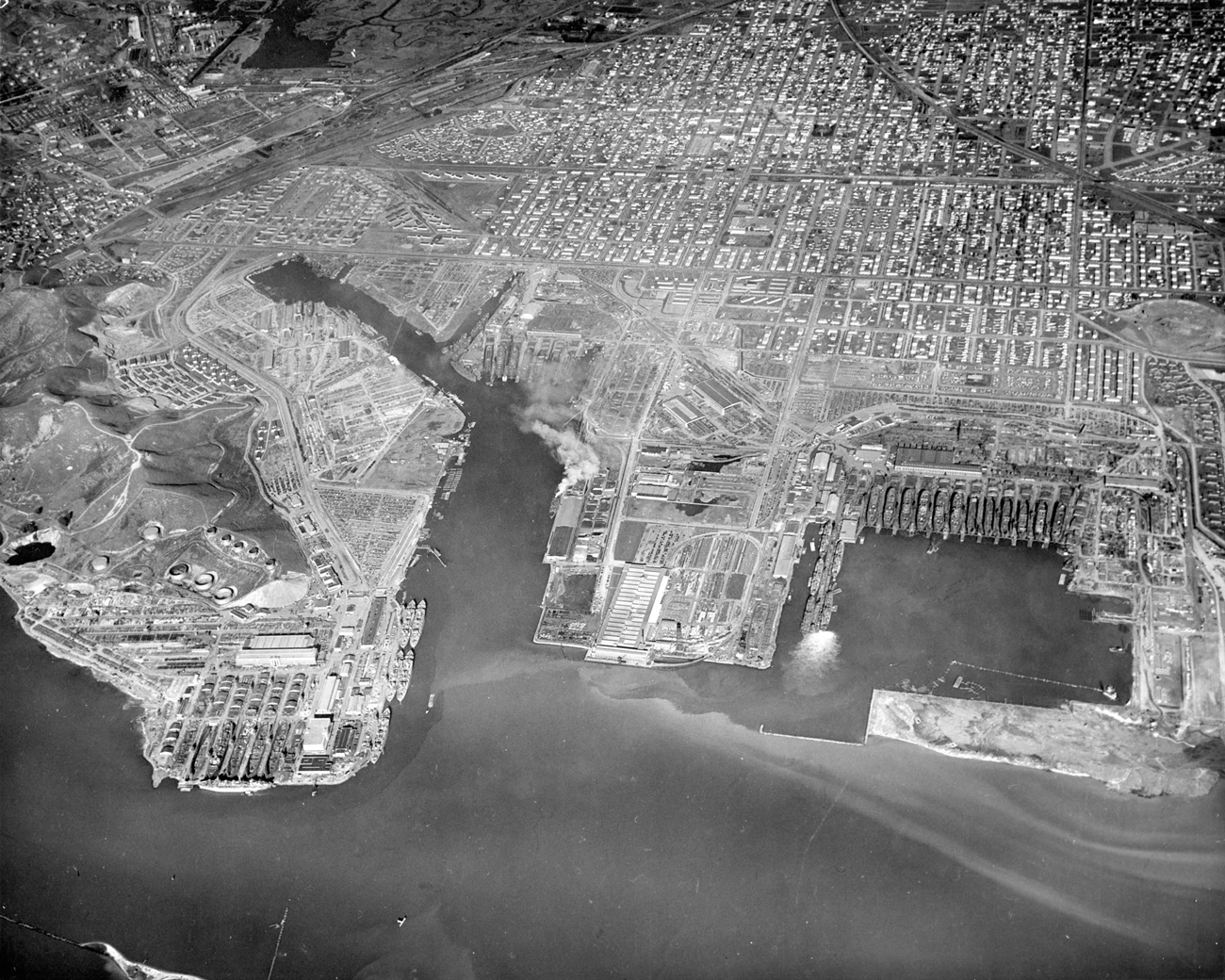 Richmond Shipyards Aerial photo of the historic Kaiser shipyards in Richmond, California.