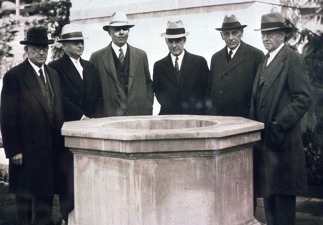 Hahn Memorial Dedication Distinguished gentlemen at the historical well