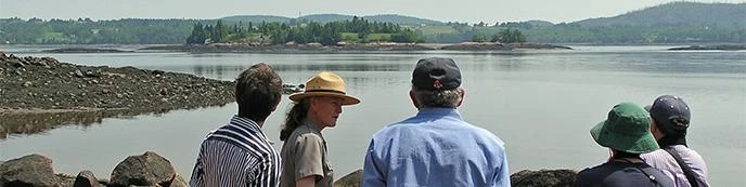 Ranger explains the history of Saint Croix Island.