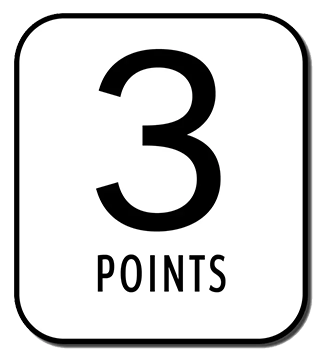 Graphic with the number three and the word points spelled out below it