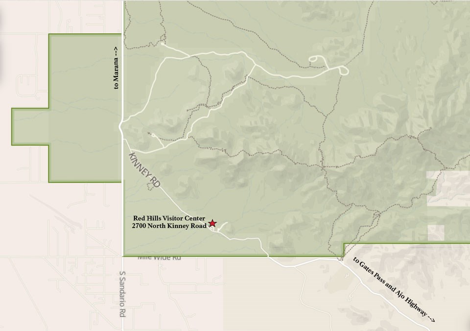 map of Tucson Mountain District showing Red Hills Visitor Center