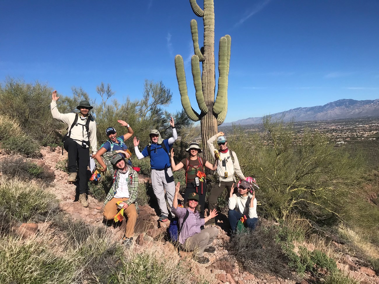 Group photo after the census. They are posing like a saguaro.