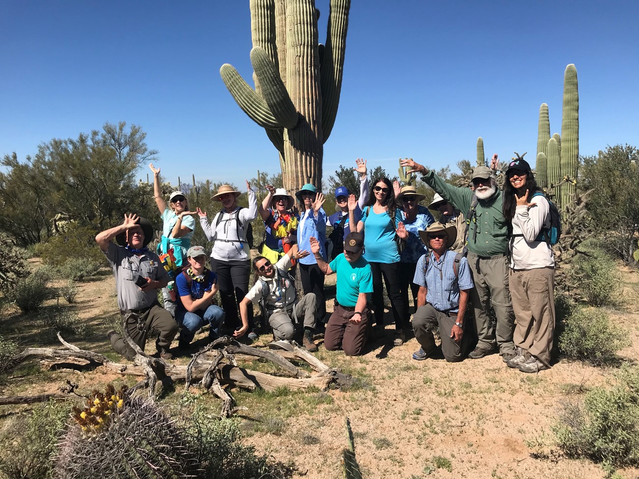 AZ Master Naturalists group photo saguaro pose