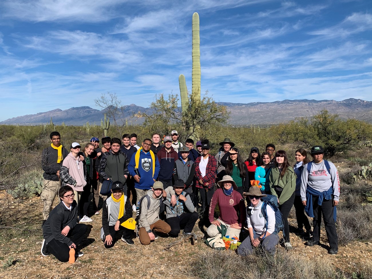 Students from Academy of Tucson group photo with park staff.