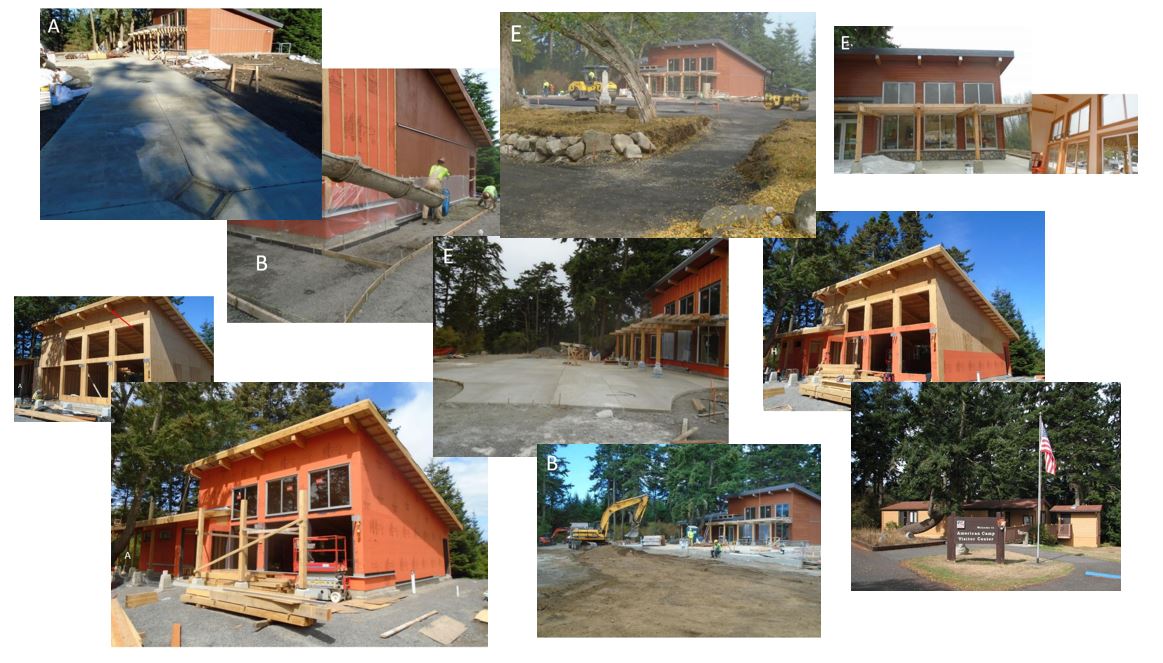 Collage of construction progress