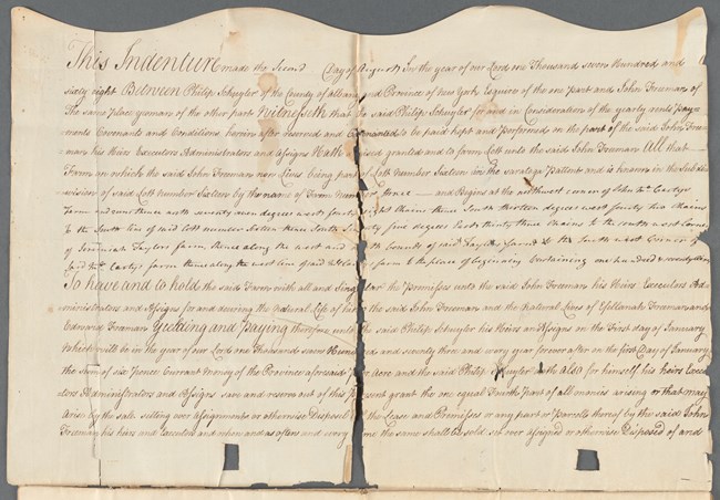 Historical Document, Lease of the Freeman Farm to John Freeman from Philip Schuyler