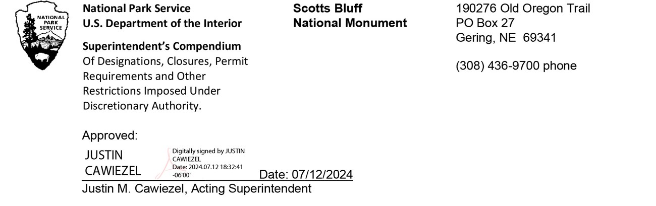 The heading of the 2024 Scotts Bluff Superintendent's Compendium with a digital signature.