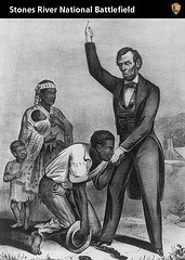 Freed slaves thank President Lincoln for the Emancipation Proclamation.