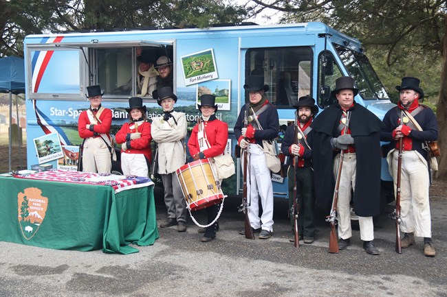 History Machine on the Trail for Ice Mound reenactment with Living Historians