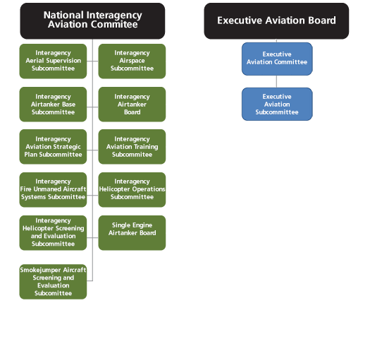 Organization chart for National Interagency Aviation Committee and Executive Aviation Board