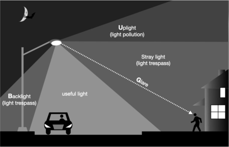 Protecting the Night a graphic shows lighting hitting different places in a landscape
