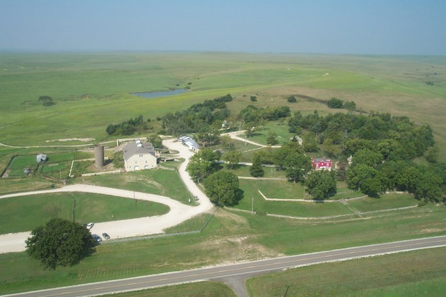 aerial image of the historic ranch site
