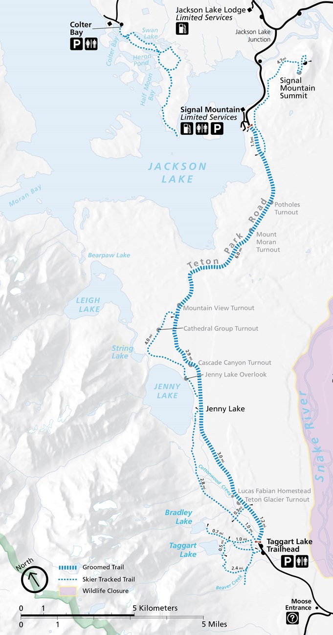 Map of the winter Teton Park Road