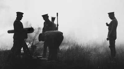 US Army soldiers fire the sunset cannon one last time.