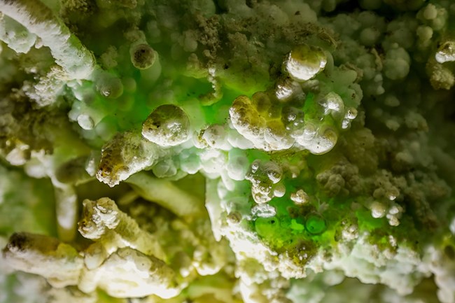Orgonite crystals glowing green