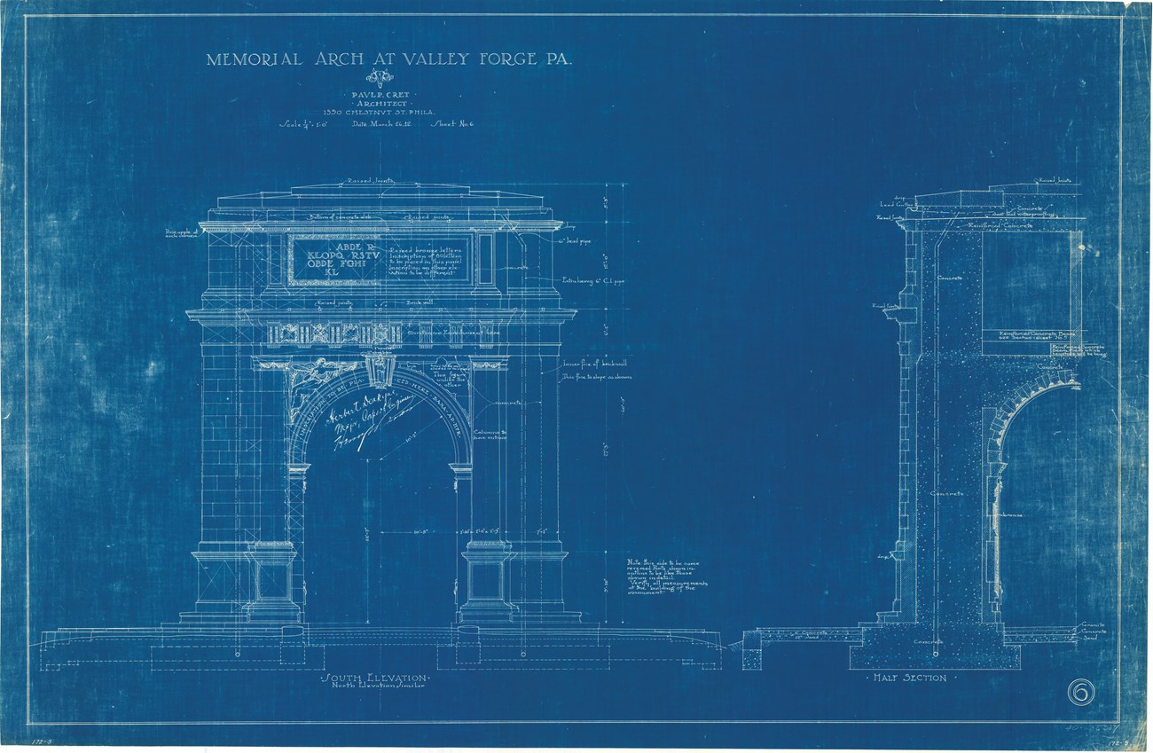 architectural planning document detailing the National Memorial Arch