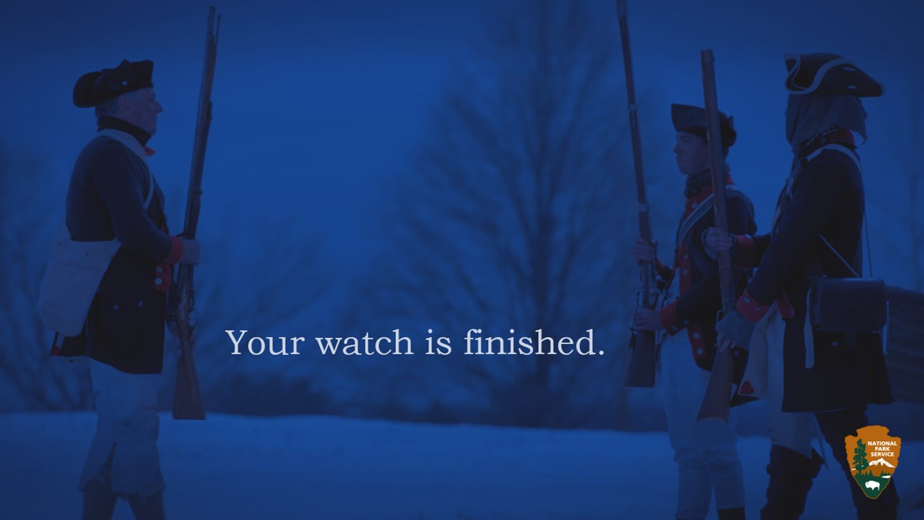 outdoors, night, snow, trees, soldiers, your watch is finished