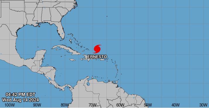 NOAA Image of Ernesto tracked having passed the US Virgin Islands