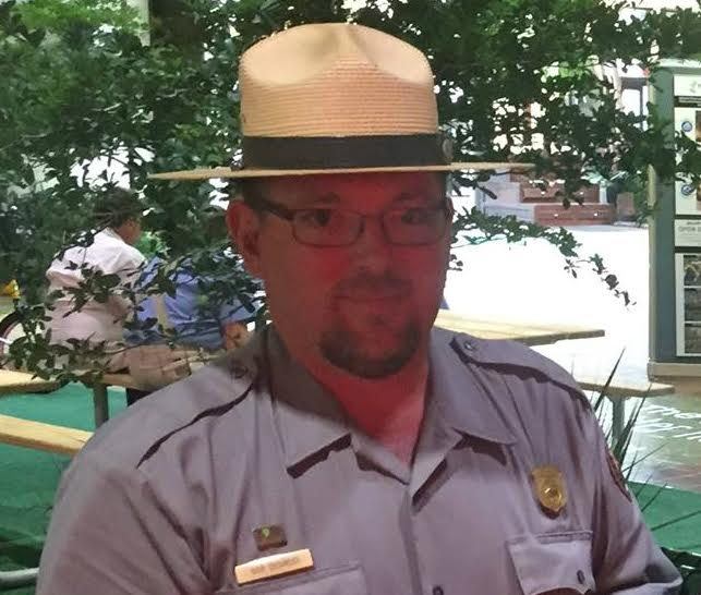 Close-up photograph of Superintendent, Bob DeGross, wearing an NPS Ranger uniform