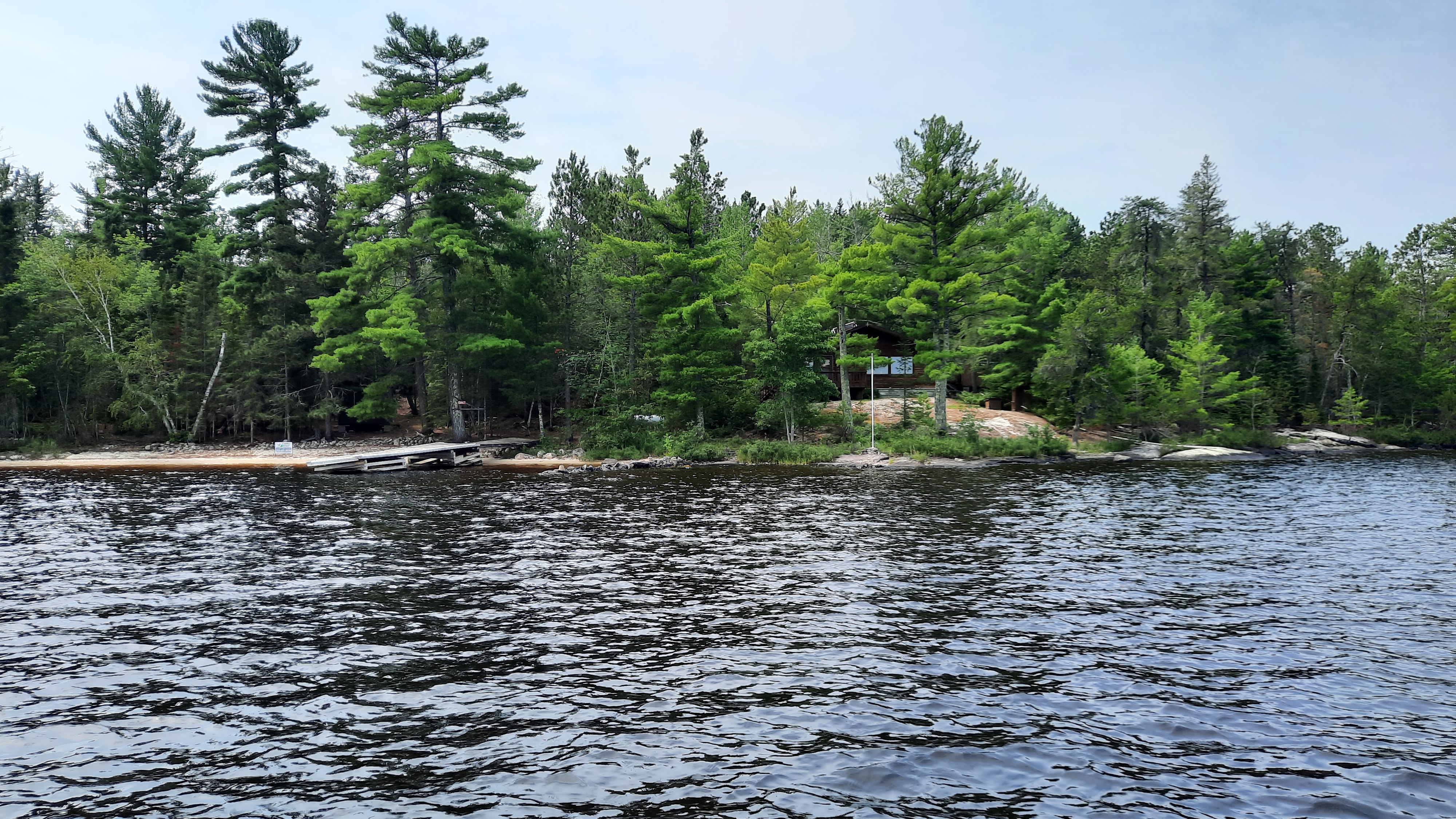 Ramsey cabin along the shore of Big Island on Rainy Lake