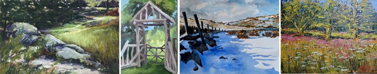 4 works of art by Weir Farm Artist Collective Members