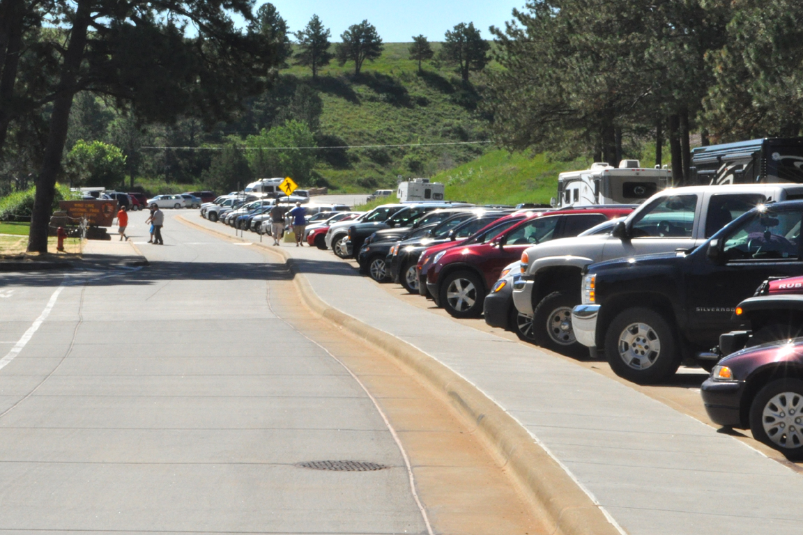 The visitor center parking lot full last summer.