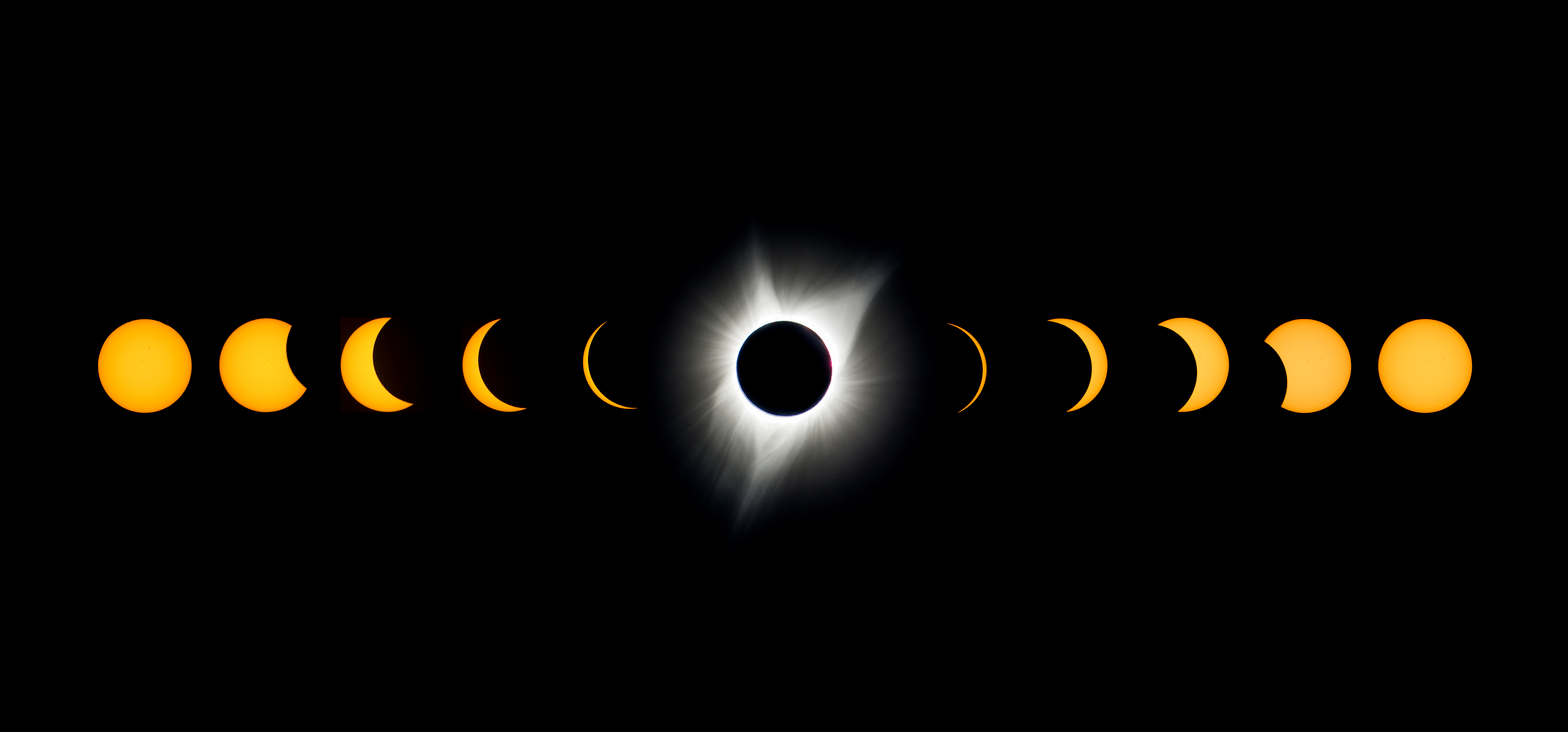 A series of images showing the stages of a solar eclipse.