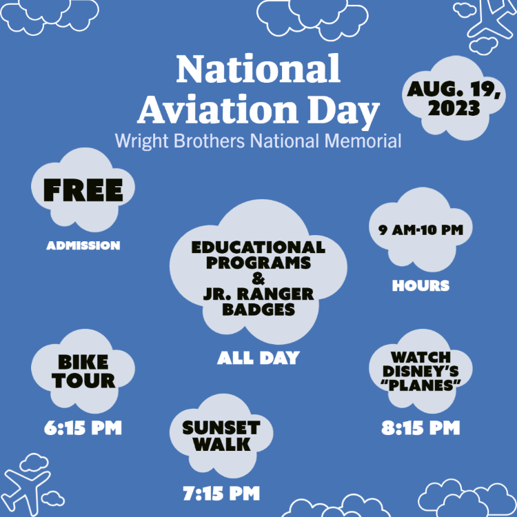 Event details for National Aviation Day 2023 at Wright Brothers National Memorial.