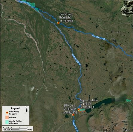 Study area map stream hydrology Copper River and Tanada Creek