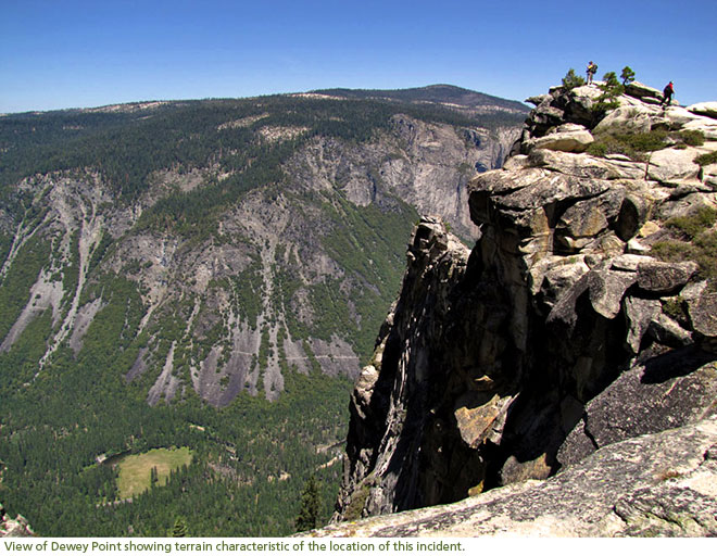 Rocky point with the valley floor far below