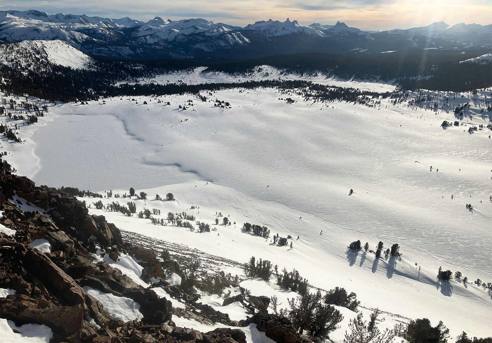 Gaylor Lake and the Cathedral Range on February 26, 2026.