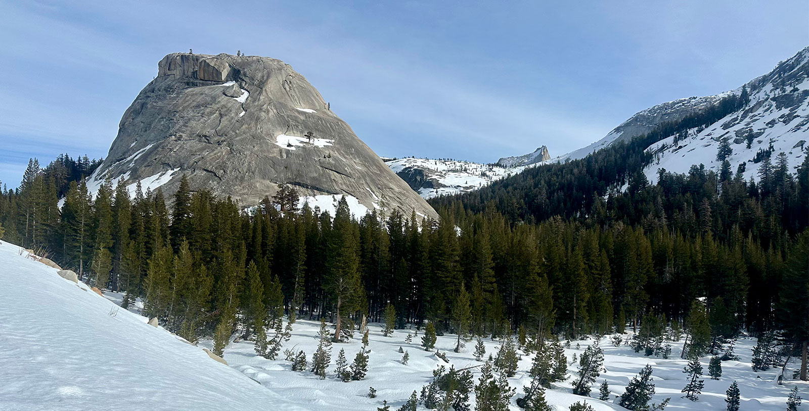Pywiack Dome and Cathedral Peak on January 25, 2026.