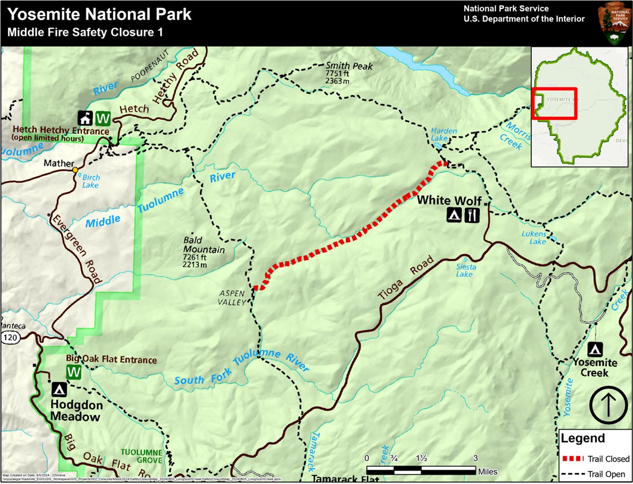 Map showing trail between Aspen Valley and Harden Lake closed