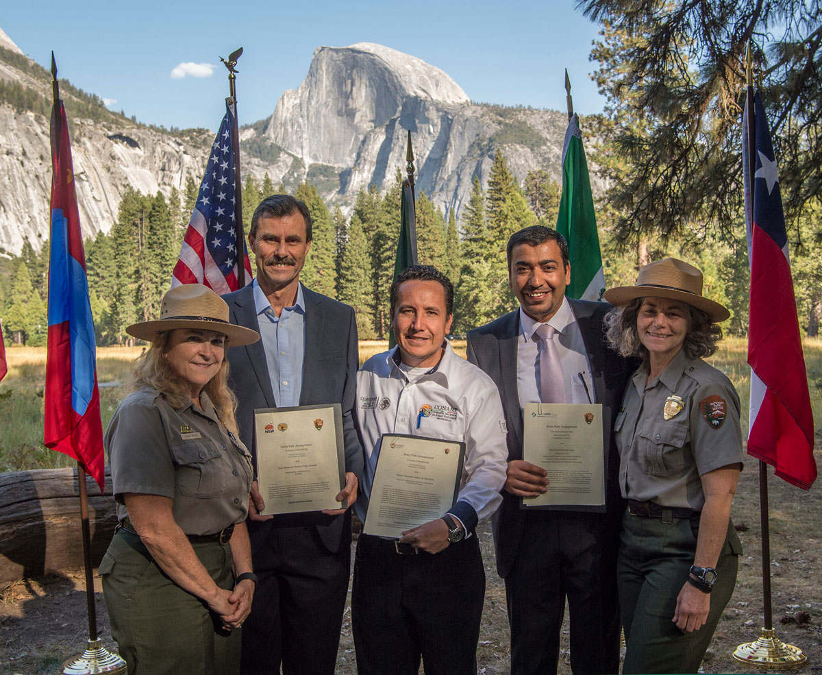 Yosemite rangers and representatives from Cumbres de Monterrey National Park in Mexico, Blue Mountains National Park in Australia, and Wadi Rum Protected Area in Jordan