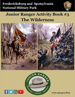 Wilderness Junior Ranger activity book; Confederate and Union flag bearers