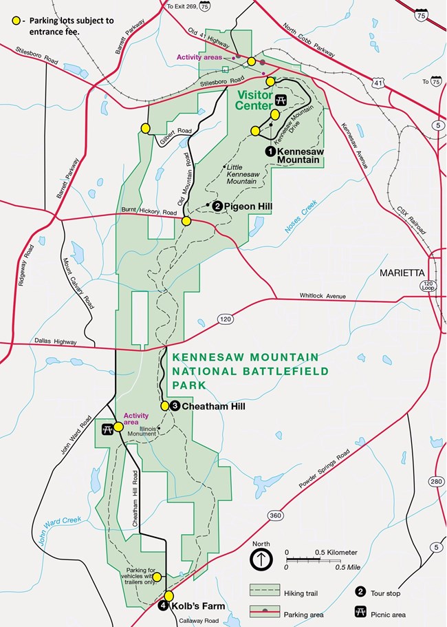 Kennesaw Mountain Parking Lot Map